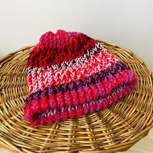 🆕 New Handmade Knit Red/Purple Toque/Beanie
